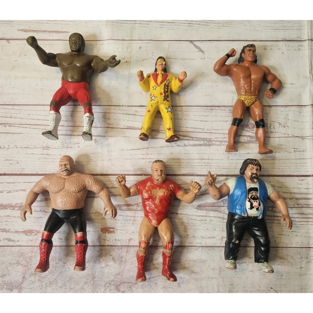 Lot of 6 WWF Wrestlers LJN Titan Sports Wrestling Figure Vintage 1980s
